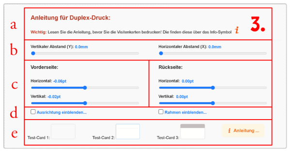 Einstellungen für Kartenabstand und Ausrichtung